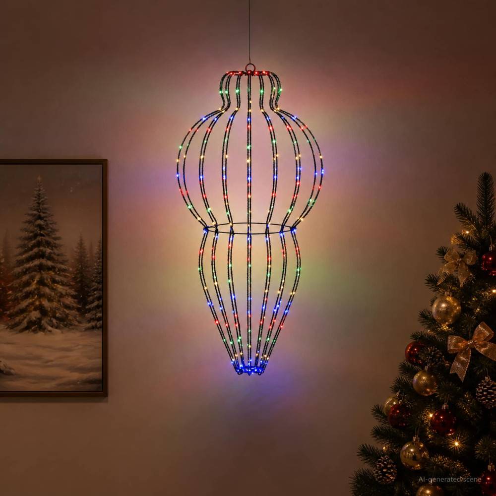 Julspira med belysning 320 LED-lampor Mångfärgad