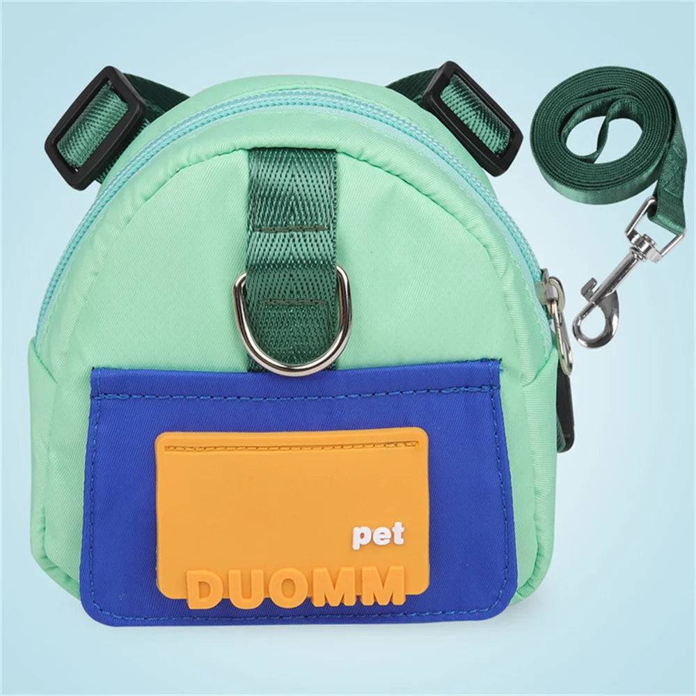 Dog Harness with Built-In Snack Bag | Adjustable Backpack Harness - Green / S-advise 4-7.5kg / SPC (S-advise 4-7.5kg)