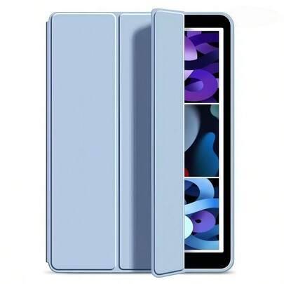 Blått 3-faldigt vertikalt skyddsfodral för surfplatta, mjuk TPU-silikonbaksida, ultratunn design, utan pennfack; kompatibel med iPad/kompatibel med Ga - Babyblå (Multi-size)
