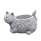 Planterare blomkrukor trädgårdskrukor trädgårdsdekor unika krukor för växter söt katt skulptur stora planterare utomhus trädgårdsdekor (51 x 34 x 34 cm)