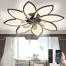 LED-takfläkt Med Belysning, 72W Dimbar (3000K-6000K) Taklampa Med Fläkt, Mute Vändbar Takfläkt Med Lampa För Vardagsrum Sovrum Matsal Svart 8 Heads (90 X 15 Cm)