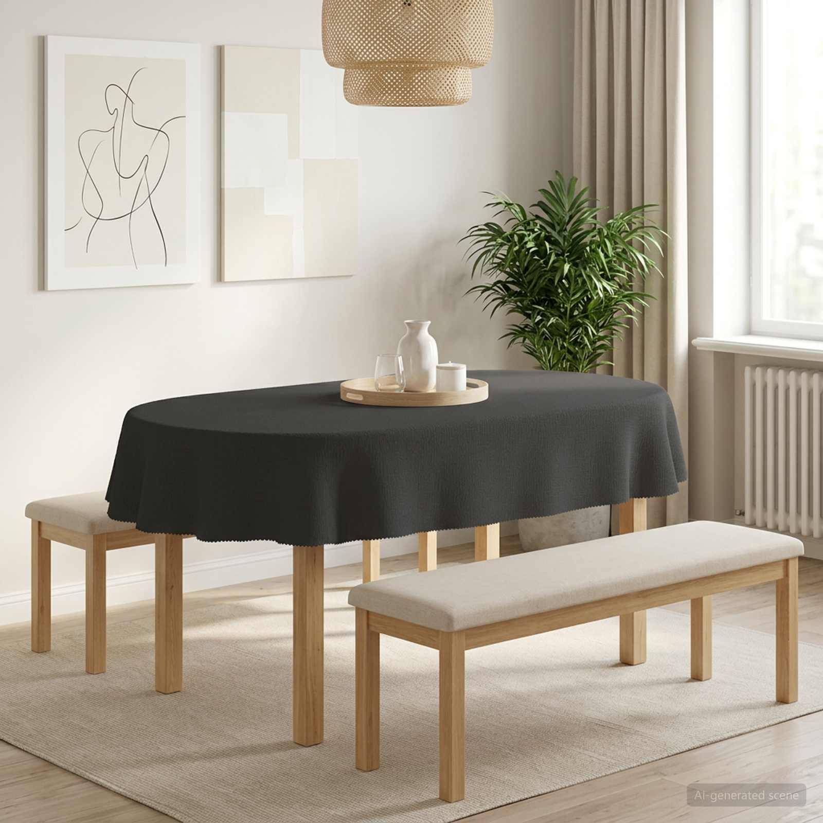 vidaXL Bordduk Oval Mörkgrå 130 x 180 cm