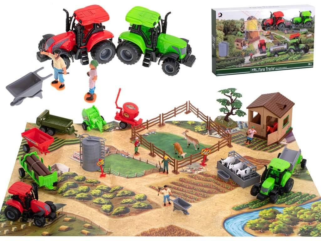 Stor bondgård med djur och traktor, 49 delar