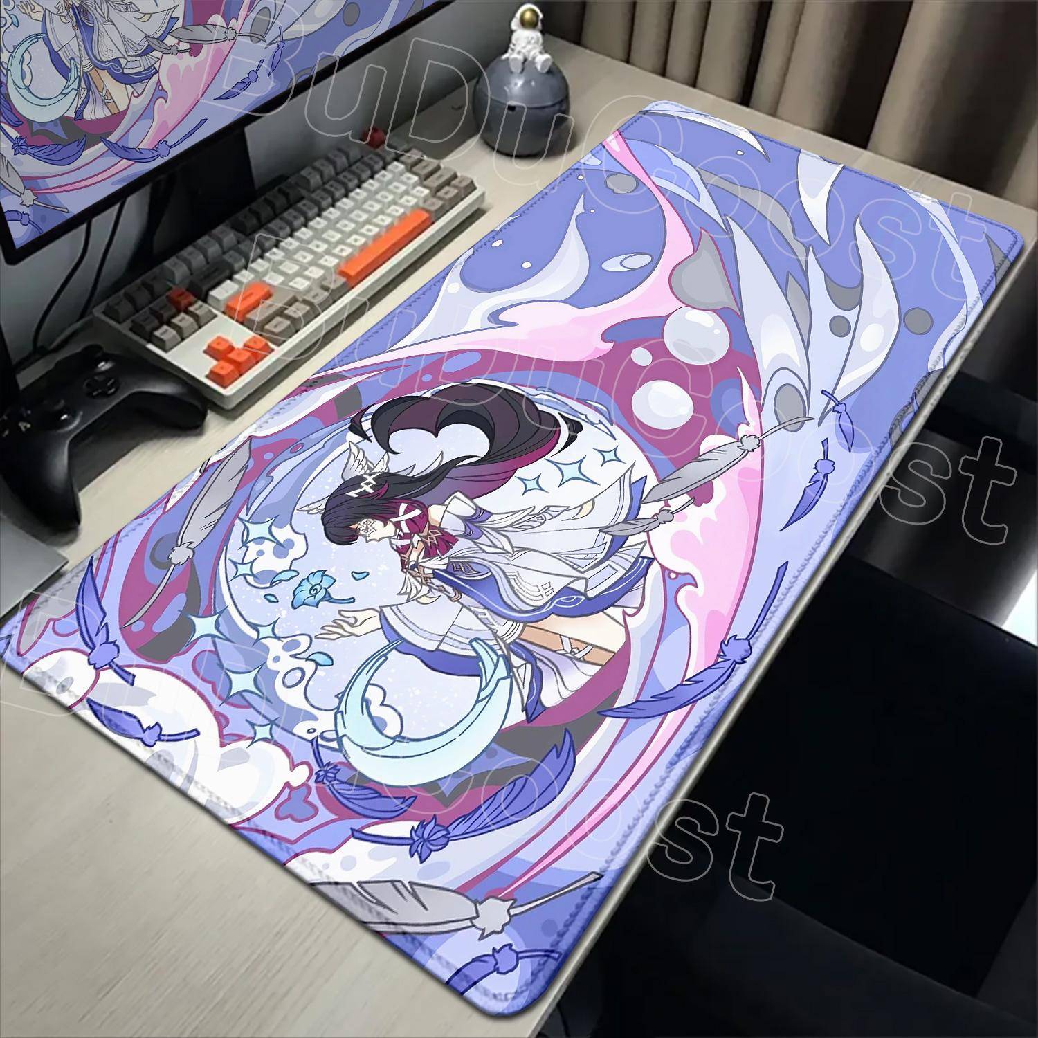 Kawaii Genshin Impact Columbina Musmatta Spel Låst Kant Stor Datorspel Stor Gummi Halkfri Musmatta Laptop Skrivbordsmatta