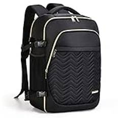Lekespring stor ryggsäck handbagage för kvinnor, 17 tums laptop ryggsäck reseryggsäck affärsryggsäck med 6 delar klädväskor för semester affärer resor, svart quiltad, svart, XL, Casual business