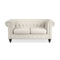 Chesterfield Lyx 2-sits Soffa - Beige Sammet 2 sits soffa