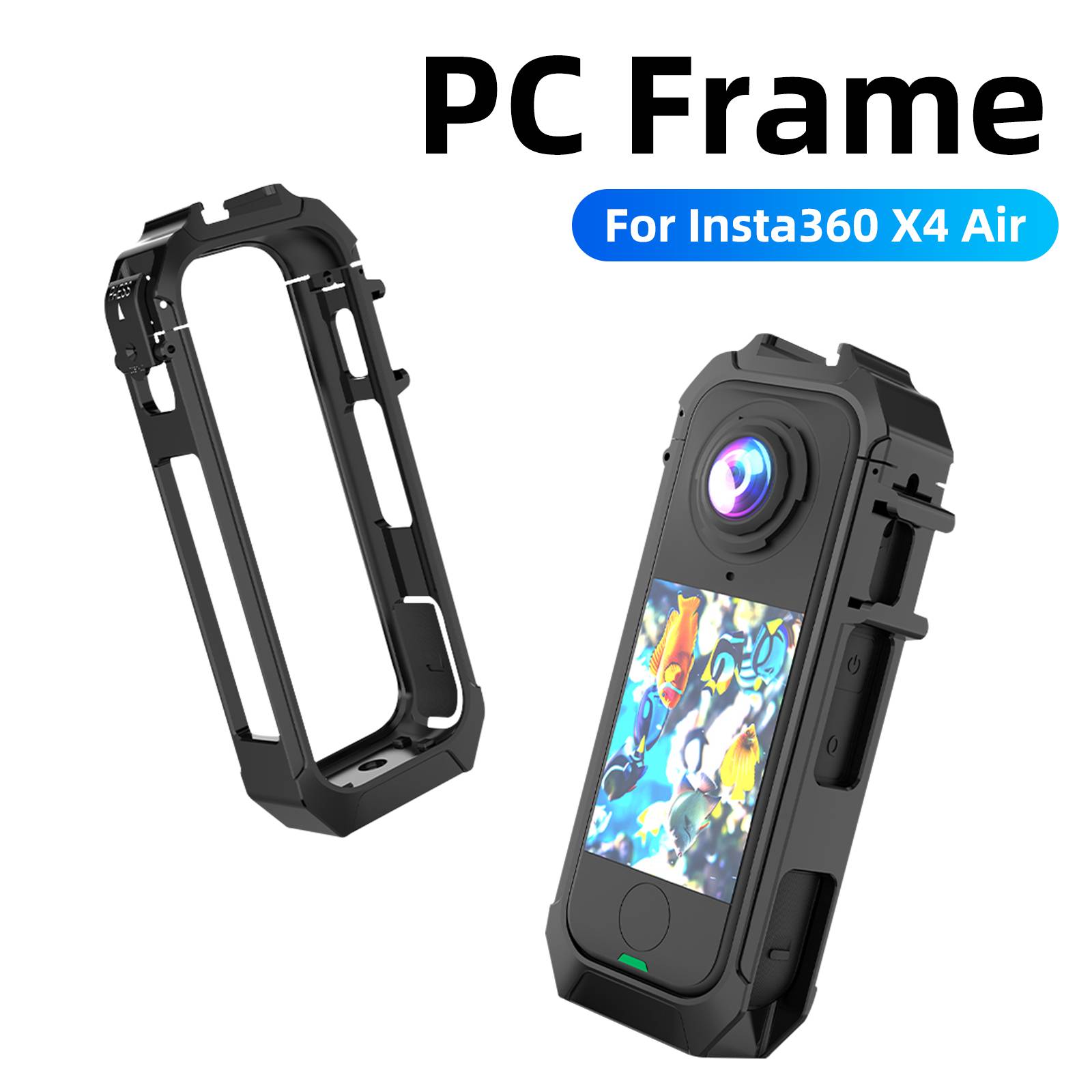 Protective Frame for Insta360 X4 Air with Dual Cold Shoe - Magnetic Quick-Release PC Shell for Selfie Stick Mount