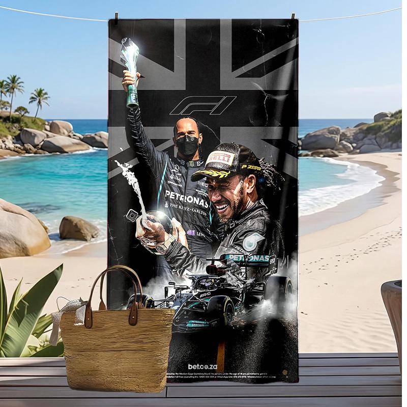 Lewis Hamilton Tryck Strandhandduk Mjuk Bärbar Snabb?Torr handduk för pool sommarsemester utomhussport