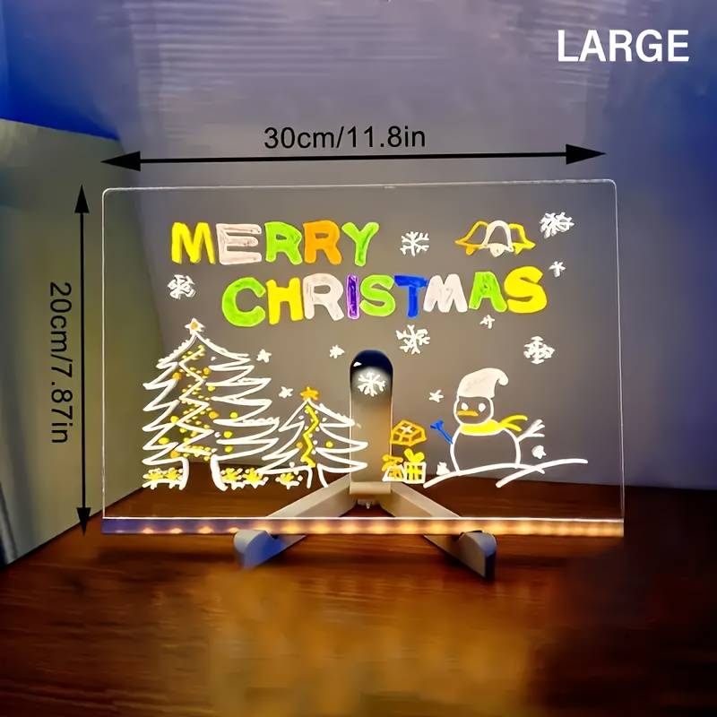 Magic Drawing Board, Usb Powered Led Drawing Board With 7-color Pen - Scratch Resistant, Adjustable Eraser, Multi Size Acrylic Message Board, Note Board, Painting Supplies, Professional Artistic Use