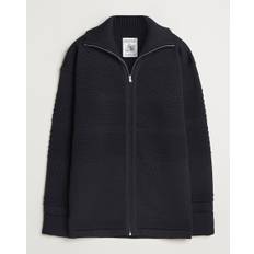 S.N.S. Herning Fisherman Wool Full Zip Sweater Navy Blue
