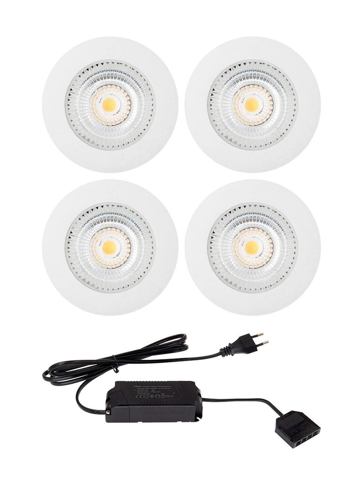 HiluX D1 Gen3 4-pak inkl. driver - Full Spectrum LED Indbygningsspot - Ra97 - 3000K - Hvid.