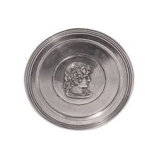 Coaster i tenn med Athena medaljong i mitten, från Munka Tenn