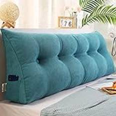 Triangular Headboard Pillow, Headboard Backrest Cushion, Detachable Large Cushion, Bed/Sofa Back Support Reading Pillow, Lumbar Cushion with Removable Cover,Blue,L120×W20×H50cm