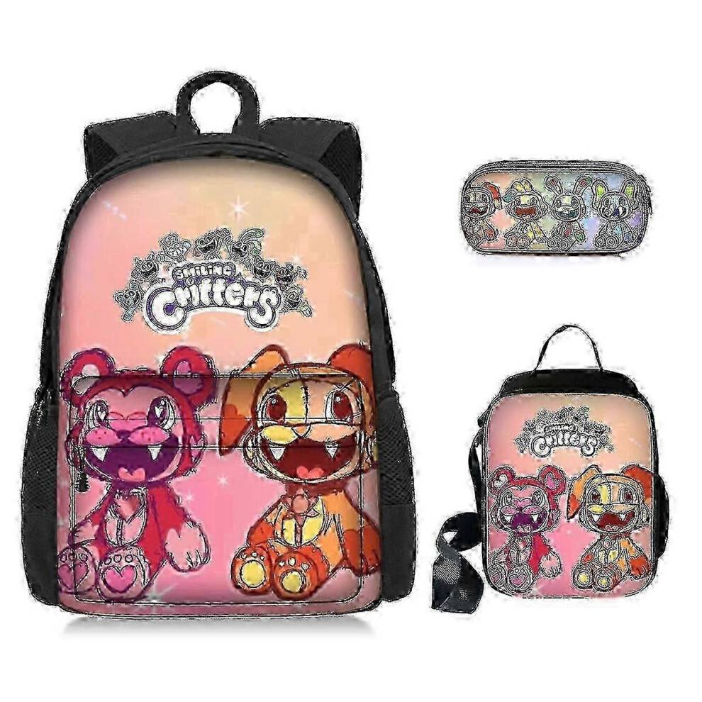 Poppy Playtime-chapter 3 Smiling Critters Student Backpack Three-piece Backpack Set (backpack + Lunch Bag + Pencil Case) 25-26