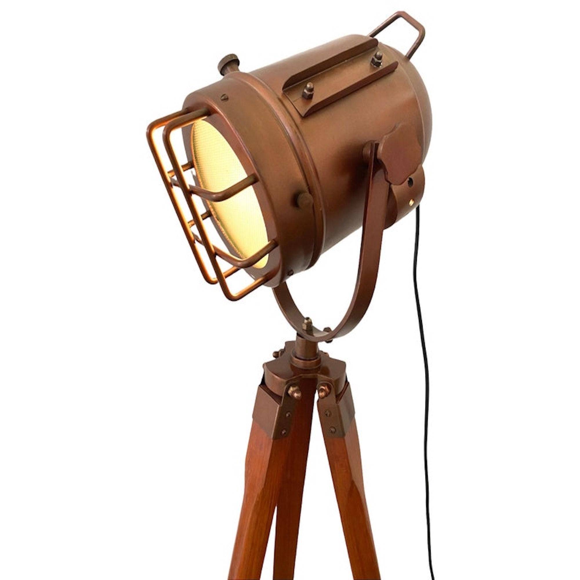 Trästativ Spotlight, Designer Golvlampa, Mässing Studiolampa, Stativ Vintage Strålkastare För Sovrum, Vardagsrum
