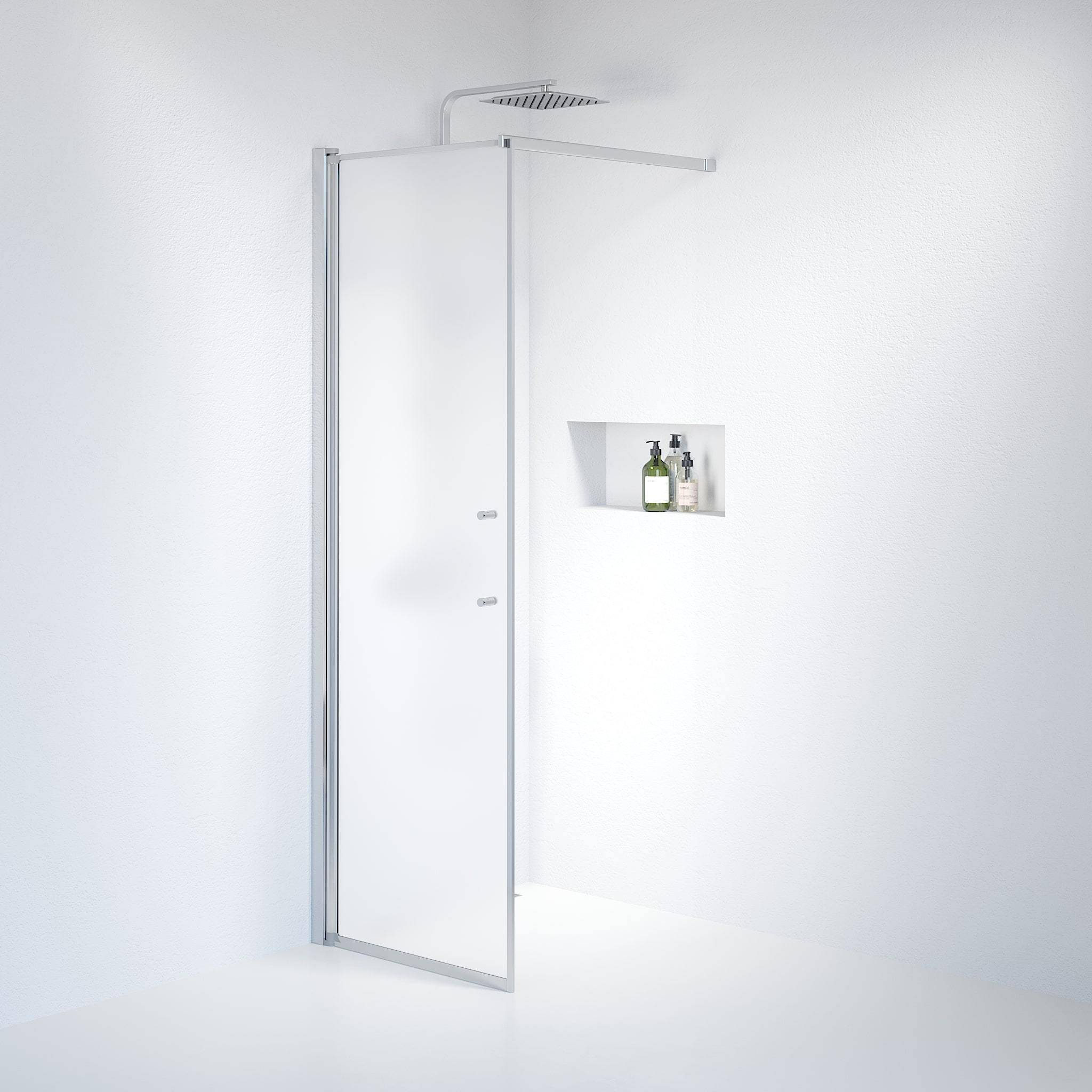 Vänern Brusevæg, Krom Profil, Frostet Glas - 80 cm