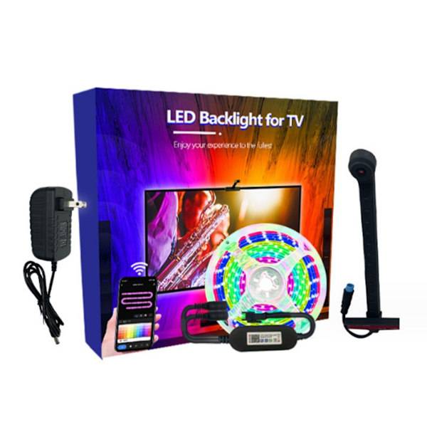 3.8m TV LED Bakgrundsbelysning med Kamera, 55-65 tum, App-kontrollerad, 12V, EU-kontakt, Förbättra din TV-upplevelse