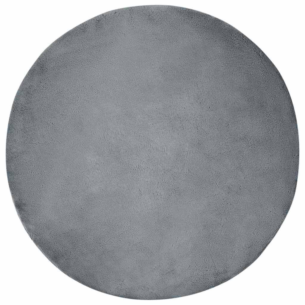 vidaXL Skridsikker tæppe af kunstig kaninpels OLITE Antracit Ø 120 cm