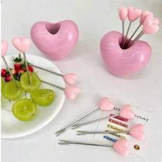 10/20/30 st fruktgaffelset i rostfritt stål, dessertgaffel, enkel fruktgaffel, modern tårtgaffel, dekorativ salladsgaffel, återanvändbara fruktplock, - Rosa (10 st,2 st,5 st)