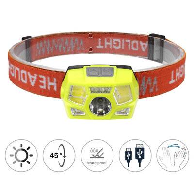XPE + COB + LED 800LM Induktions Sensor Pannlampa 5 Lägen IP65 Vattentät Ficklampa för Cykling, Klättring, Nödbelysning