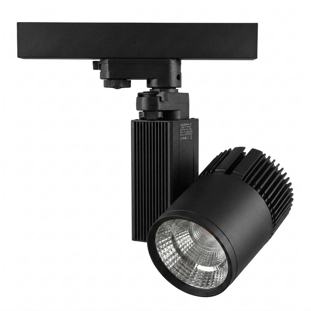 Outlet: 35W LED skinnespot - 3-faset, sort, Til kød (Pink+3000K)