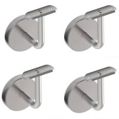 Sellon24® 4 x ledstånghållare i rostfritt stål med täckrosett hållare ledstång 42,4 hållare, ledstång för trappa, inomhus, utomhus, ledstöd, räckhållare, rund, V2A