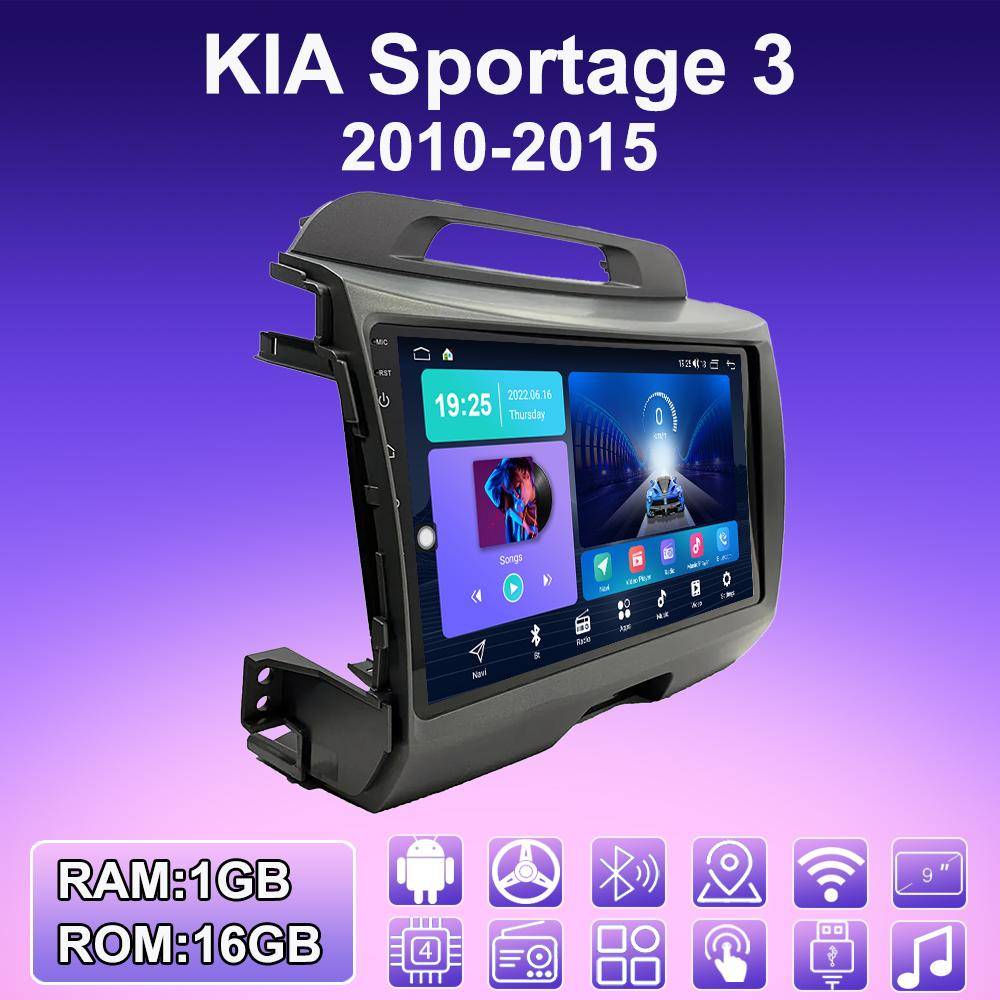 2 DIN Android Bilradio För KIA Sportage 3 2010-2015 Multimediaspelare Huvudenhet Stereo GPS-Navigation WIFI 1+16GB