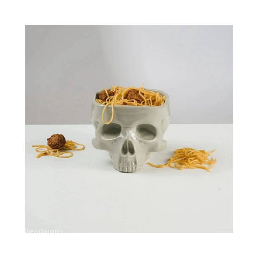 2X Retro Tabletop Decor Porcelain Gothic Skull Pasta Bowl Halloween Tableware Bar Food Noodle Salad Candy Ceramic Bowl S