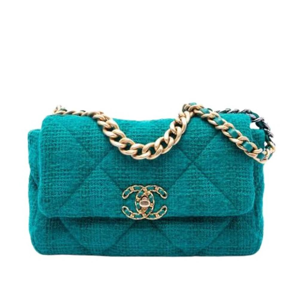 Chanel Vintage Pre-owned 19 Flap Bag - Vintage - Dame - Blå - ONE SIZE - Uld