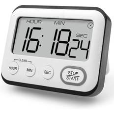 Køkken Timer, Multifunktionelt Vækkeur, Madlavningstimer med Ur, Digital Timer, Stopur med