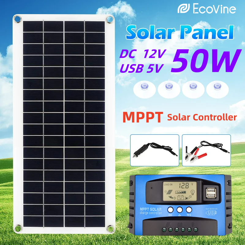 Solar Panel 12V DC 5V USB Type-C Charge Portable Flexible Kit Lightweigh System For  Phones Car Camping Hiking Power Banks IP65