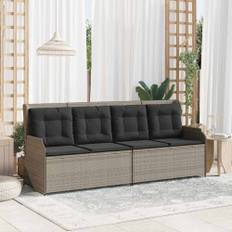 Trädgårdsbänk med kudde Ljusgrå Poly rattan