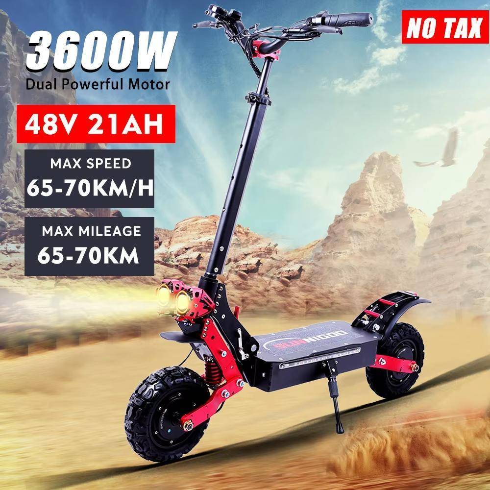 Sunnigoo X7 3600W Dubbelmotor Elektrisk Scooter 48V 21Ah Batteri, 65-70km/h Hög Hastighet, 10 Tum Terrängdäck, 60km Räckvidd Vuxen Elscooter