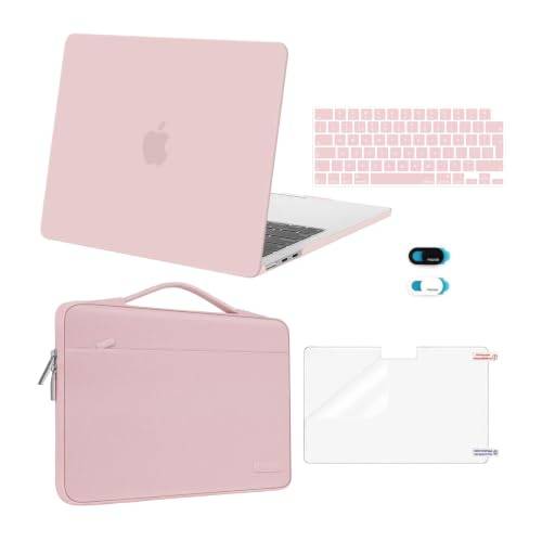 MOSISO Fodral Kompatibel med MacBook Air 13,6 tum 2023 2022 A2681 med M2 Touch ID-chip, Plast Styvt fodral & Väska & Tangentbord Cover & Webbkamera Skydd & Skärmskydd, Quartz Rosa kvarts