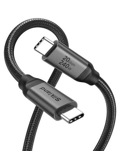 Silkland USB C Monitor Kabel 5K@60Hz 4K@144Hz 1,5M, USB C Video Kabel, 20Gbps USB 3.2 Gen2×2 Datenkabel, 240W 48V/5A PD3.1 Ladekabel, USBC auf USBC für MacBook Pro, iPad Pro, iPhone 16 15, Dock, SSD