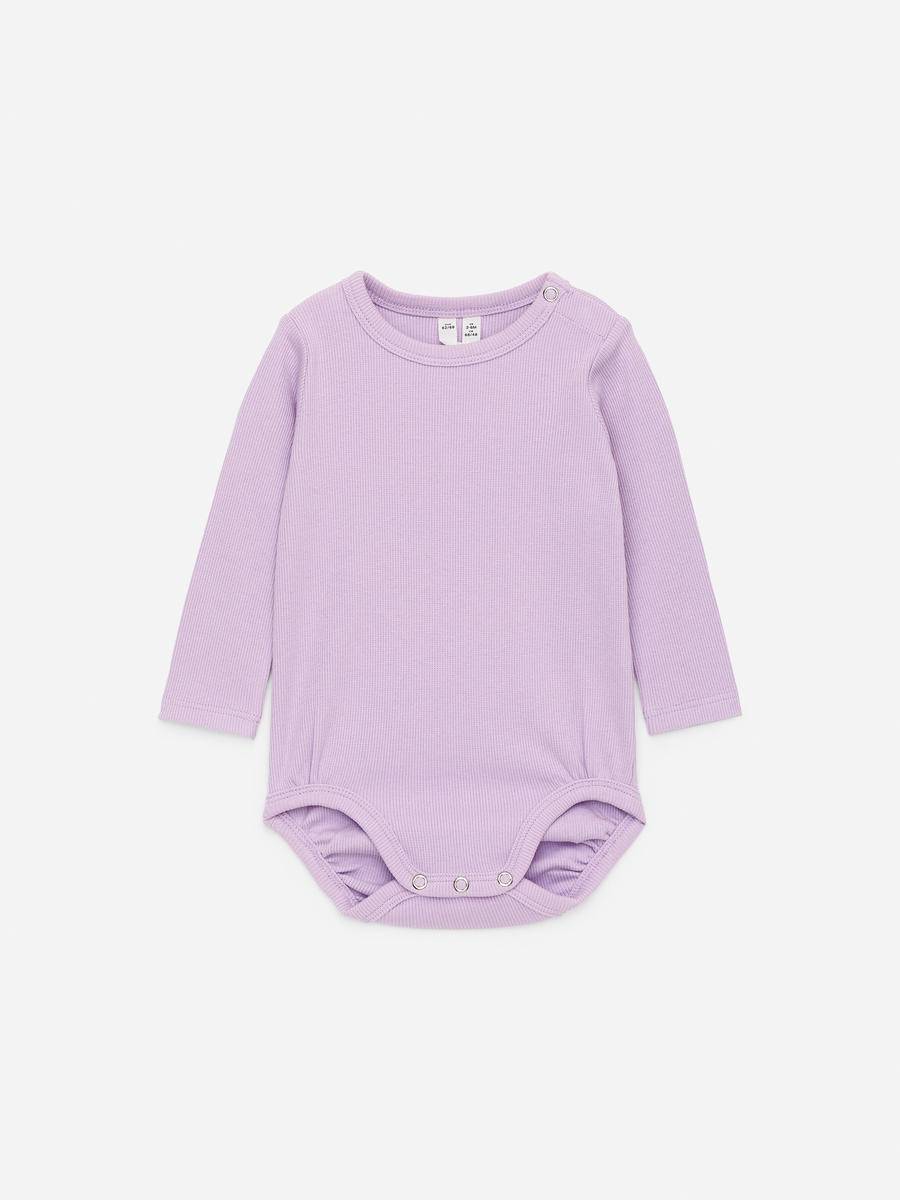 ARKET Ribbed Long-Sleeve Bodysuit -Purple, 62/68