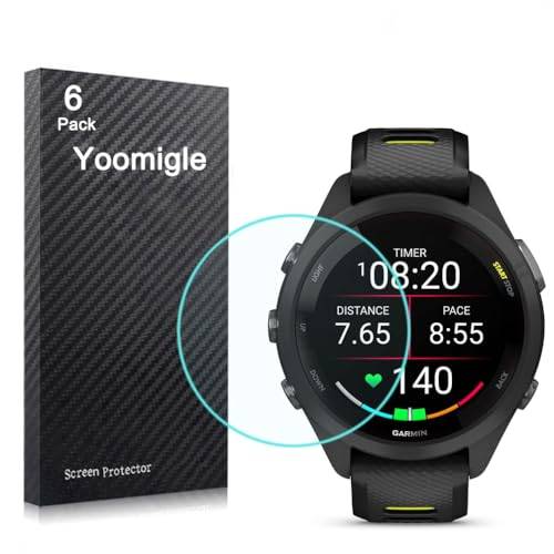 Yoomigle 6-pack kompatibel med Garmin Forerunner 265S skärmskyddsfilm för Garmin 265 S smart klocka skärmskydd folier skärmskydd kristallklar HD anti-repor anti-fingeravtryck