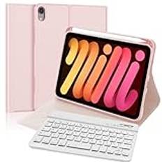 FOGARI iPad Mini 7 tangentbord – iPad Mini A17 Pro tangentbord 2024 – tangentbord för iPad Mini 6, QWERTZ tyskt tangentbord, magnetiskt, trådlöst Bluetooth, avtagbart för iPad Mini 7/Mini 6 8,3 tum,
