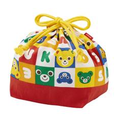 MIKI HOUSE Lunch Bento Drawstring Bag with and Rabbit Made in for Boys and Lunch Drawstring Multicolor Bag, Bag, Logo, Bear, Design, Japan, Girls,