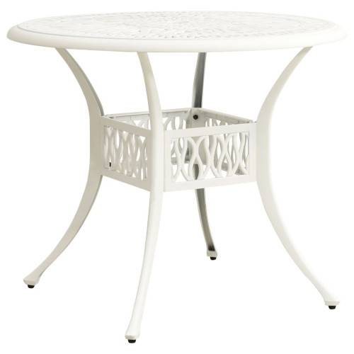 Trädgårdsbord vit 90x90x74 cm gjuten aluminium