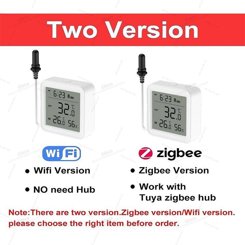 Tuya WiFi Zigbee Temperatur- och Fuktighetsmätare med Extern Sondsensor Valfri Digital LCD-skärm Termometer för Akvarium
