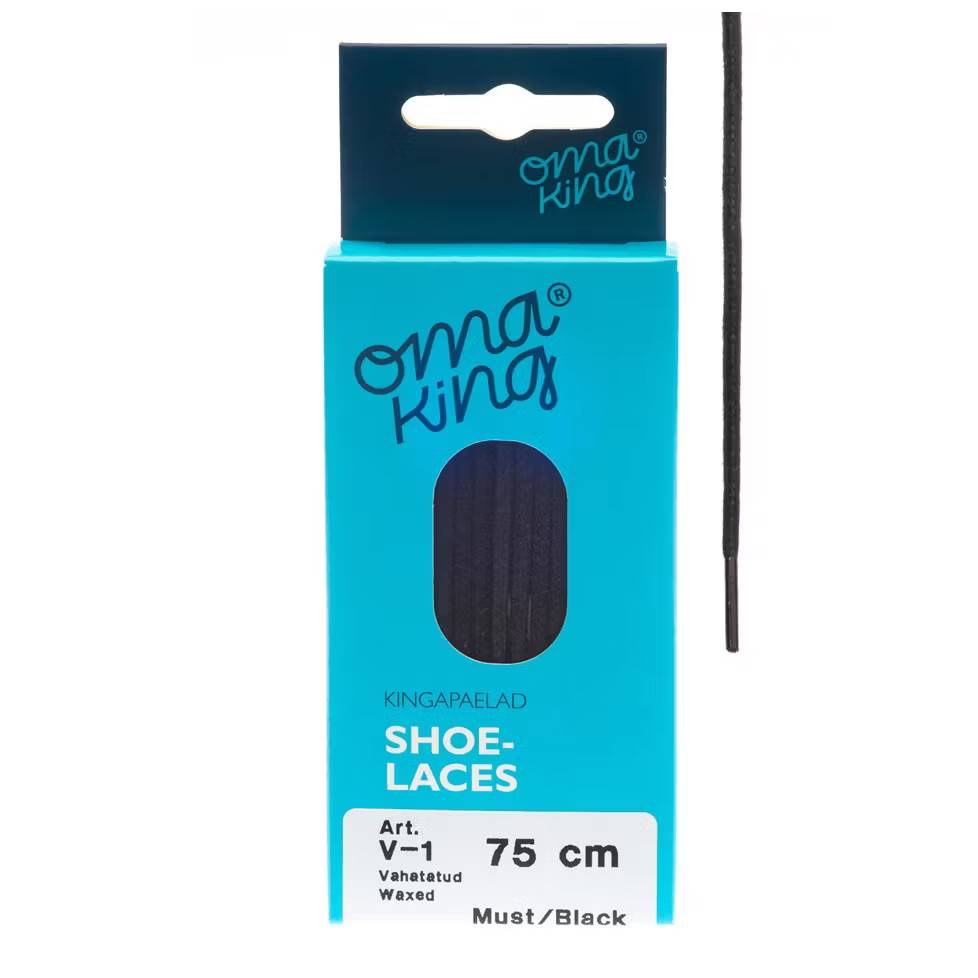OmaKing Shoelaces Vaxed Black (100-180 cm): V2 100 cm