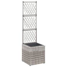 Trädgårdsspaljé med 1 kruka Upphöjd 30x30x107 cm konstrotting grå