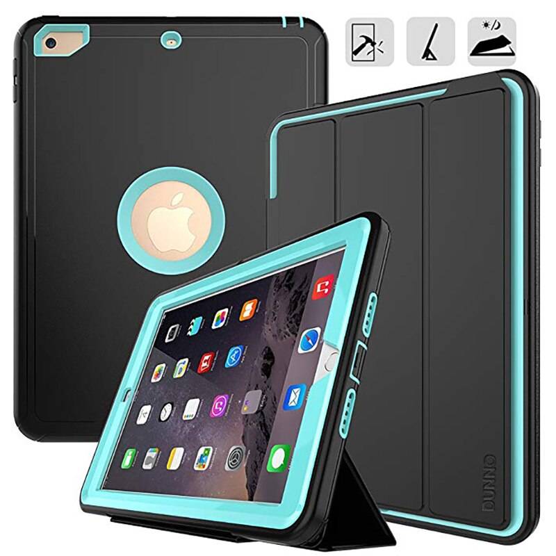 Smart fodral för ipad 9.7 ipad air 2 fodral skal ipad ipad 6th generation ipad 5th generation för ipad a1822 a1893 - Svart och skyblue