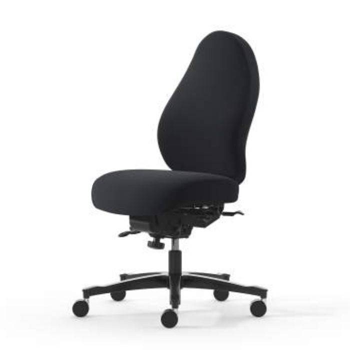 Malmstolen R4H Focus Premium kontorsstol, DUX Pascal sits, 45-56 cm, svart Select, svart aluminiumfot, hjul för hårda golv, förberedd för nackstöd. - Svart