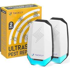 TACKLY - Ultraljudsmyggavvisare | Pack x2 | Mot Myggor, Flugor, Kackerlackor, Råttor, Myror, Spindlar | Elektrisk Myggavvisare - Inomhus/Utomhus