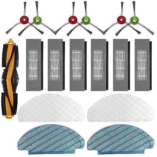 28 Reservdelar för Ecovacs Deebot T8/T9/N8 Pro, rengöring robottillbehör innehåller 6 filter, 1 huvudborste, 6 sidoborste, 7 engångshanddukar och 8 mikrofiberdukar, för golvrengöring