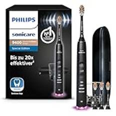 Philips Sonicare DiamondClean Smart 9400 elektrische Zahnbürste, Schallzahnbürste mit App, Drucksensor, Bürstenkopferkennung, 4 Putzmodi und 3 Intensitätsstufen, Schwarz, Modell HX9918/89