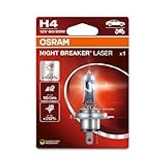 OSRAM NIGHT BREAKER LASER H4, 150% mer ljusstyrka, halogenstrålkastare, 64193NL-1BL, 12V, blister (1 lampa)