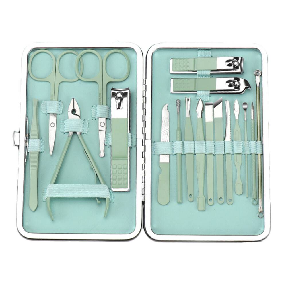 Luksus Manicure Pedicure Kit, Ergonomisk Design Rustfrit Stål Negleklipper til Mænd Kvinder, Professionelt Manicure Sæt med Bærbar Rejsepleje L